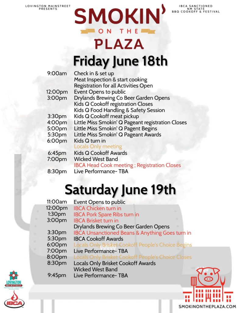 2021 Smokin' on the Plaza Event Schedule Flyer